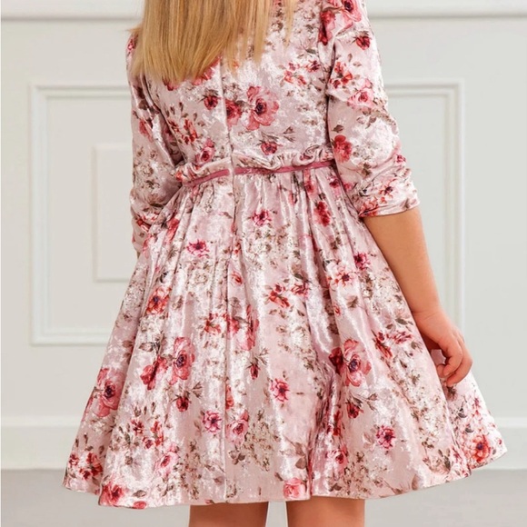 Abel & Lula Girls Floral Velvet Dress, Size 7 - Picture 2 of 9
